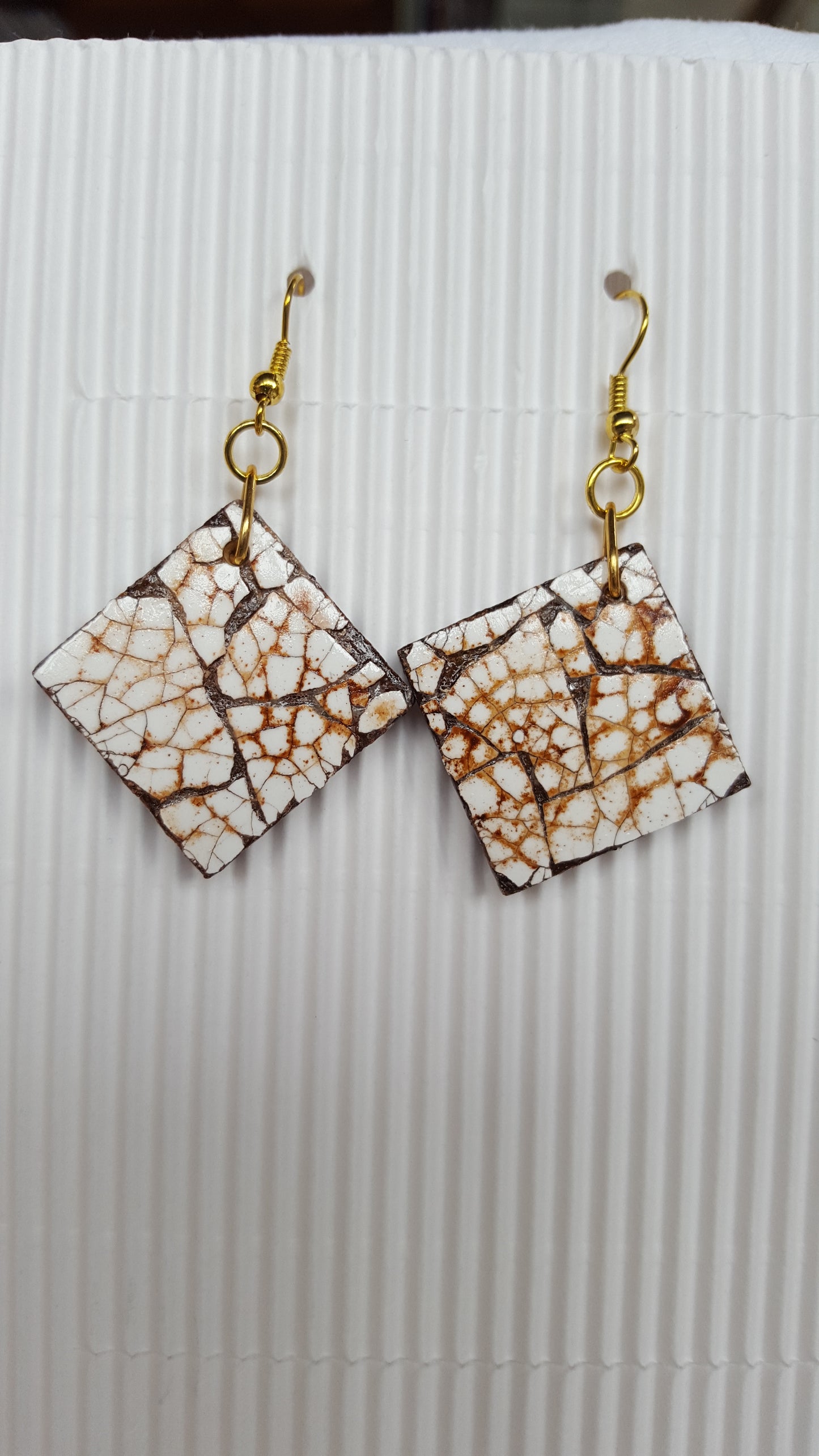 18303 - Magnifiques boucles d’oreilles Eggshell brunes