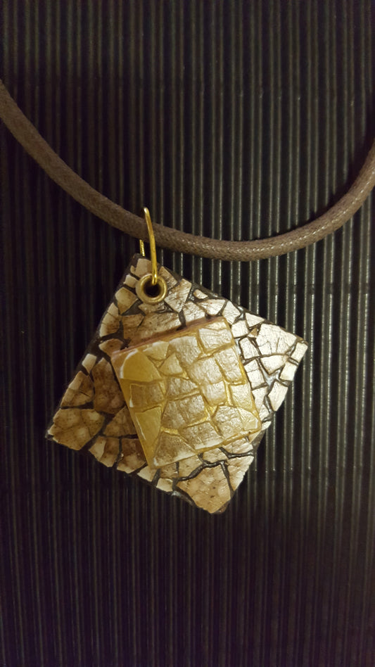 18112 - Pendentif EggShell brun/doré