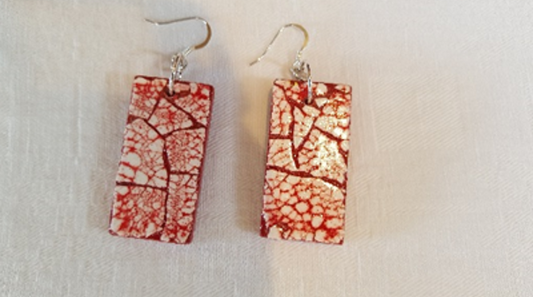 18300 - Boucles d'oreilles Eggshell rouges