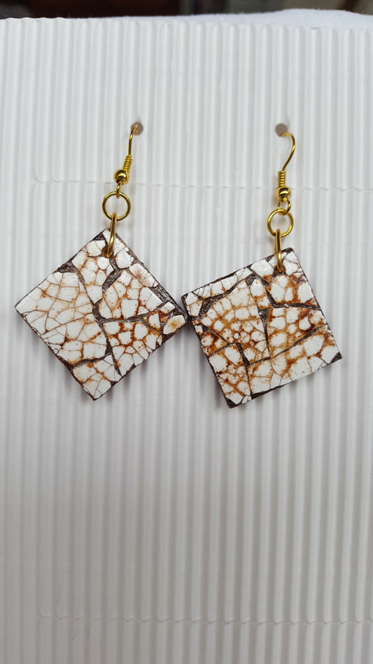 18303 - Magnifiques boucles d’oreilles Eggshell brunes