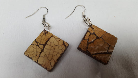 18322 -  Magnifiques boucles d’oreilles Eggshell brunes